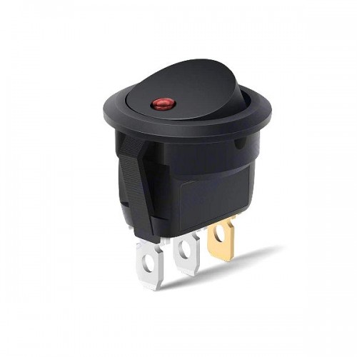 Кнопка KCD1 3pin чорна з червоним LED індикатором Кнопка KCD1 3pin чорна з червоним LED індикатором